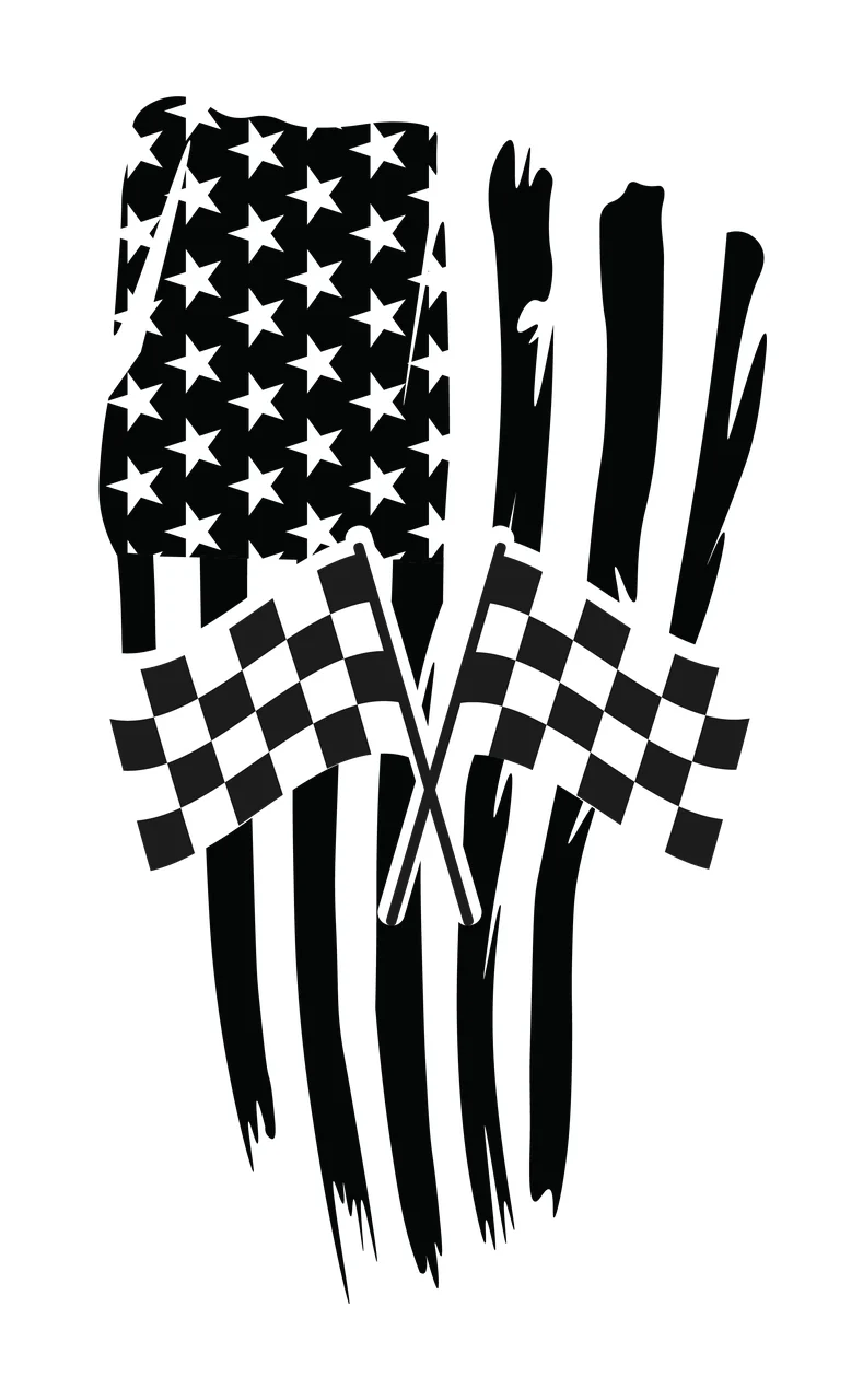 Flag Two Crossed Checkered Flags Over A Vertical striped Variation