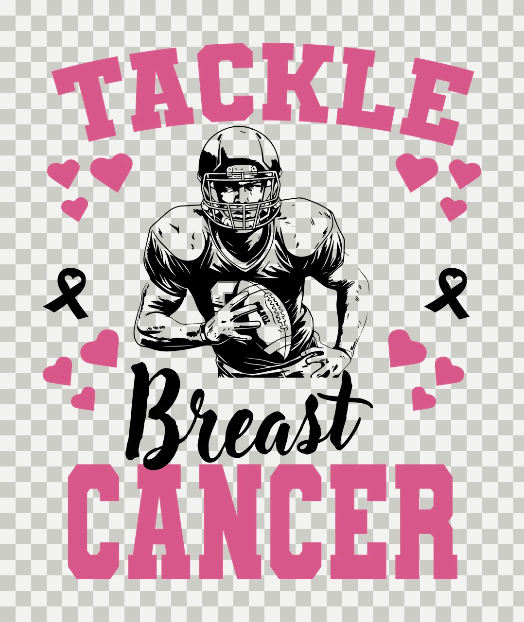 Cancer Football Tackle Breast Cancer Theme player holding ball transparency and detail preview thumbnail