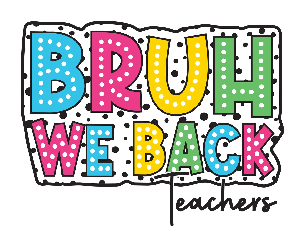 Teachers Text On Dotted Background brush stroke shape dots