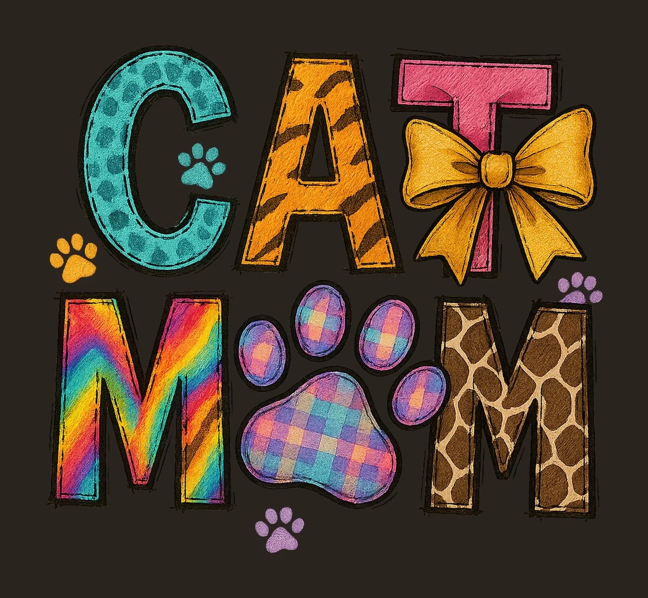 Cat Mom Animal Print Cat Lover Design Cheetah Paw Boho Style contrast preview thumbnail
