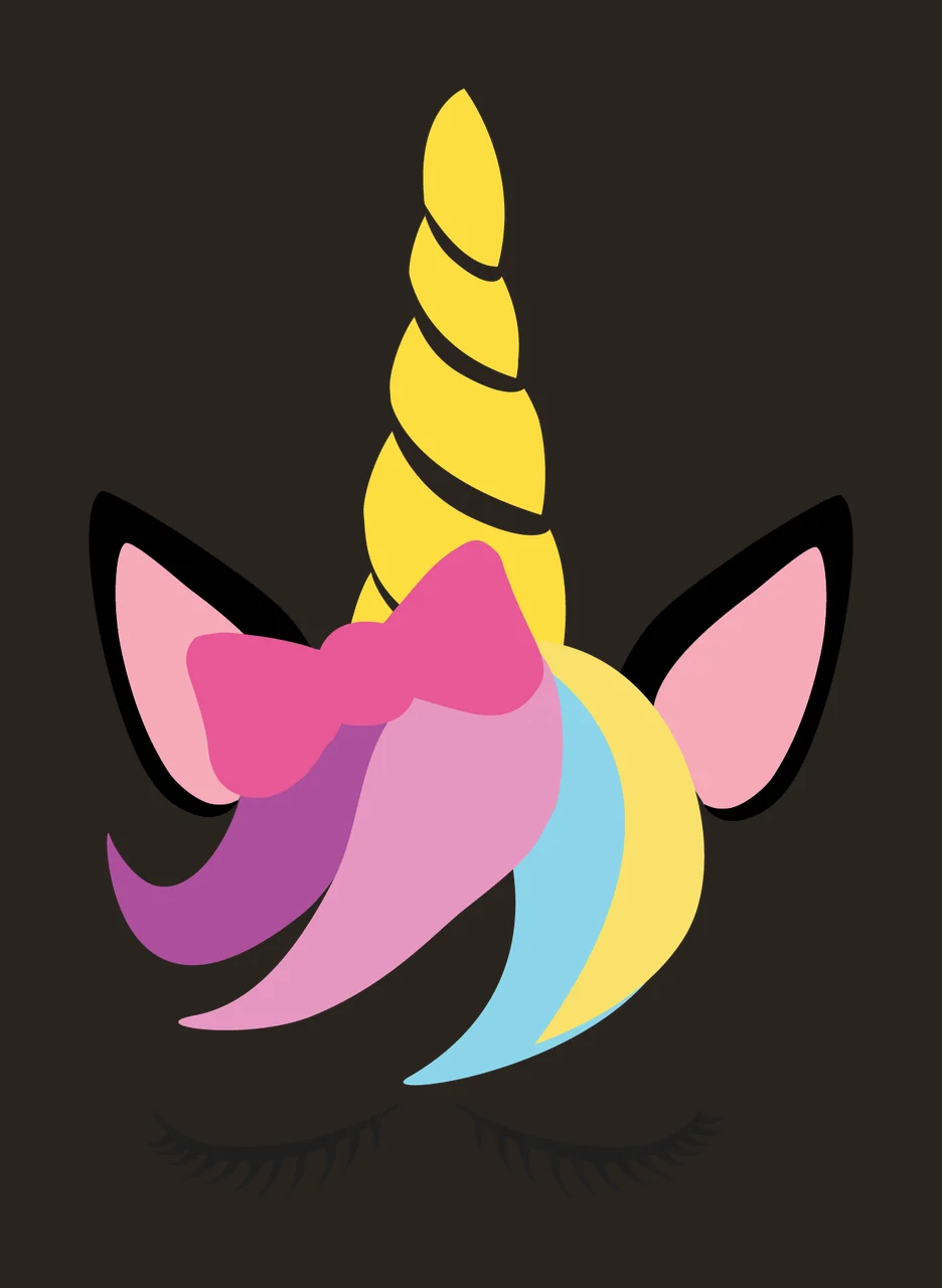Unicorn Head With Eyelashes Silhouette Illustration horn ears contrast preview thumbnail