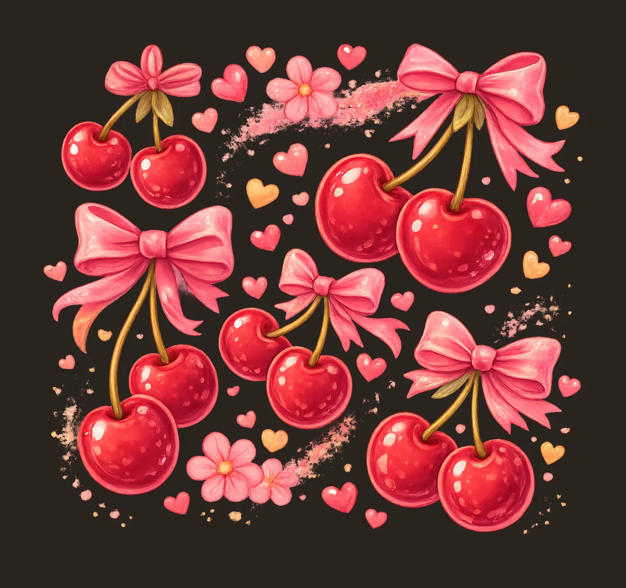 Brushstroke Cherry Coquette Preppy Cherries Sublimation contrast preview thumbnail