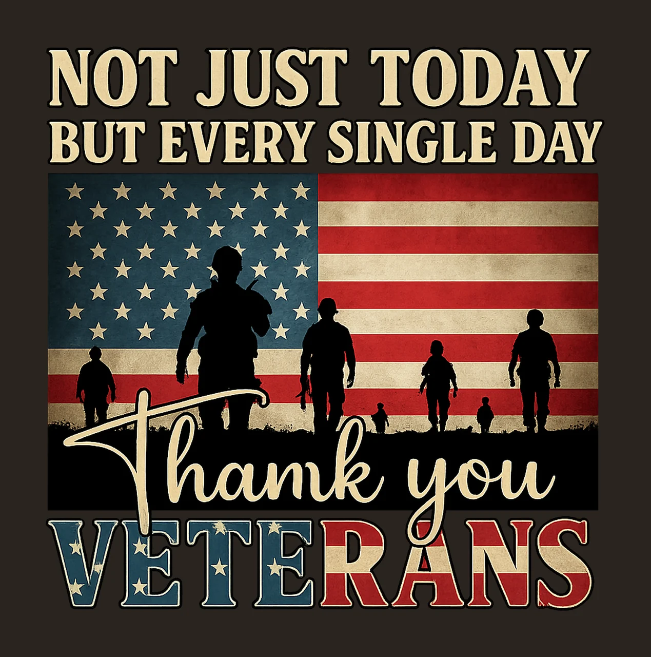 Not Just Today But Every Day Thank You Veteran Patriotic contrast preview thumbnail