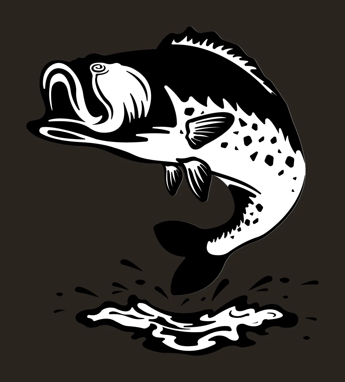 Fish Black Silhouette Leaping Large water splash white plain contrast preview thumbnail