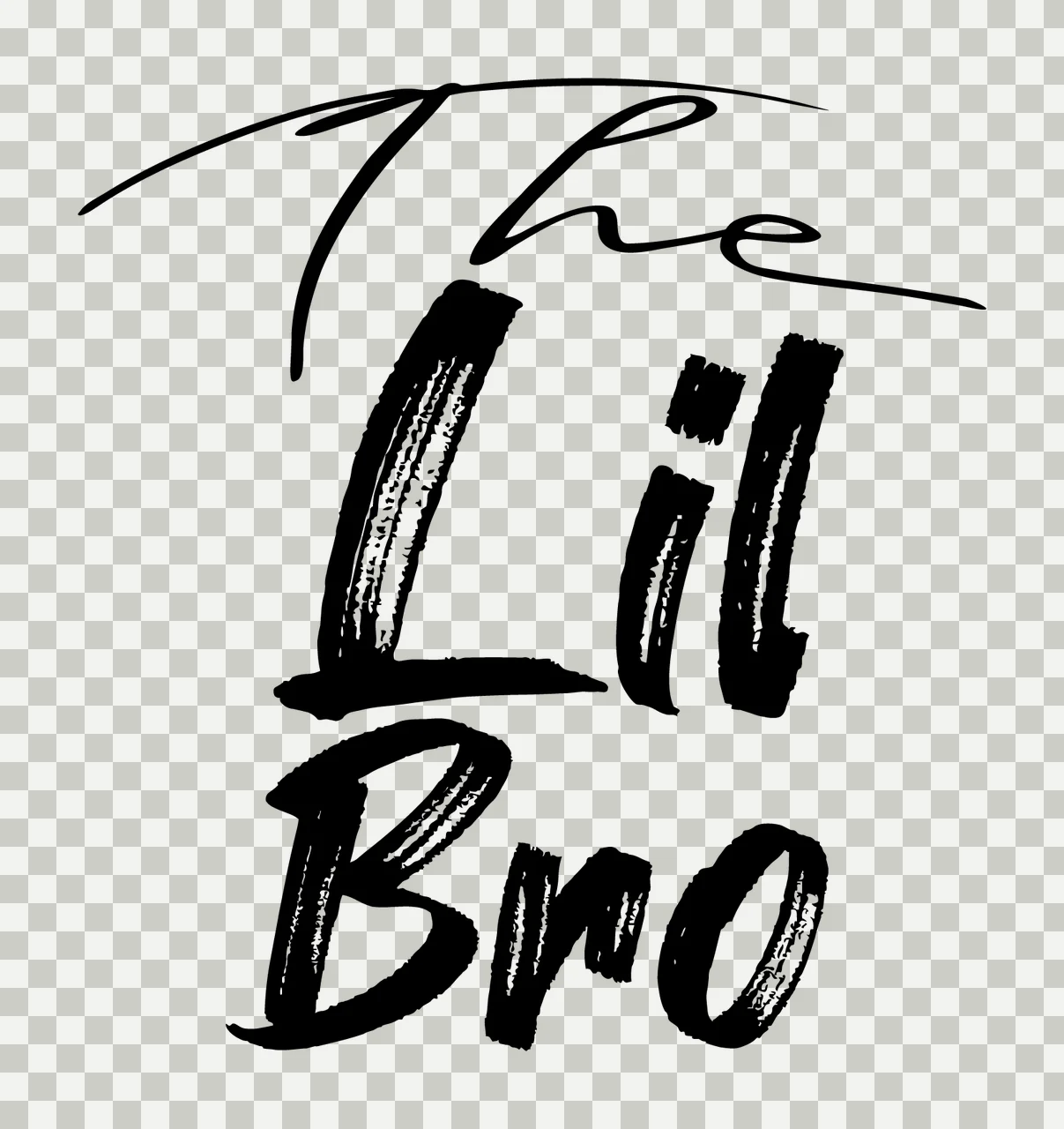 The Lil Bro Brush Script Text lettering black white background transparency and detail preview thumbnail