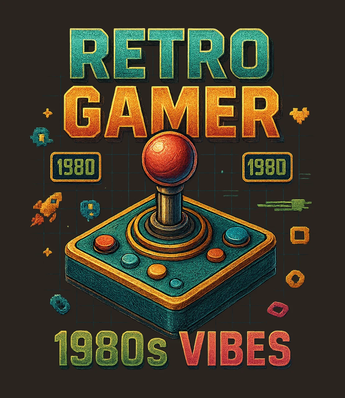Retro Arcade Joystick 1980s Gamer Shirt Design Vintage contrast preview thumbnail