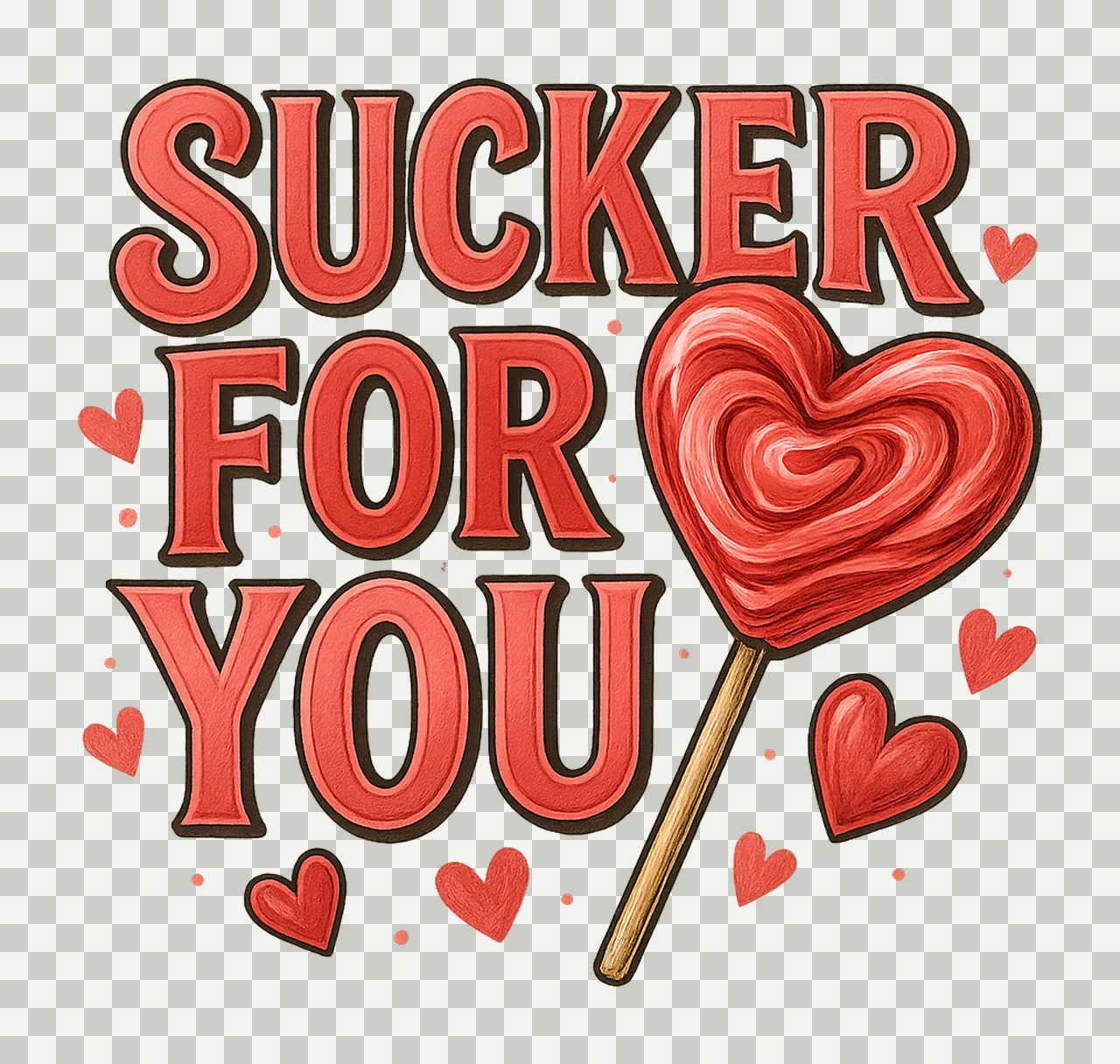 Heart sucker for you design Funny Valentine Retro Valentine transparency and detail preview thumbnail