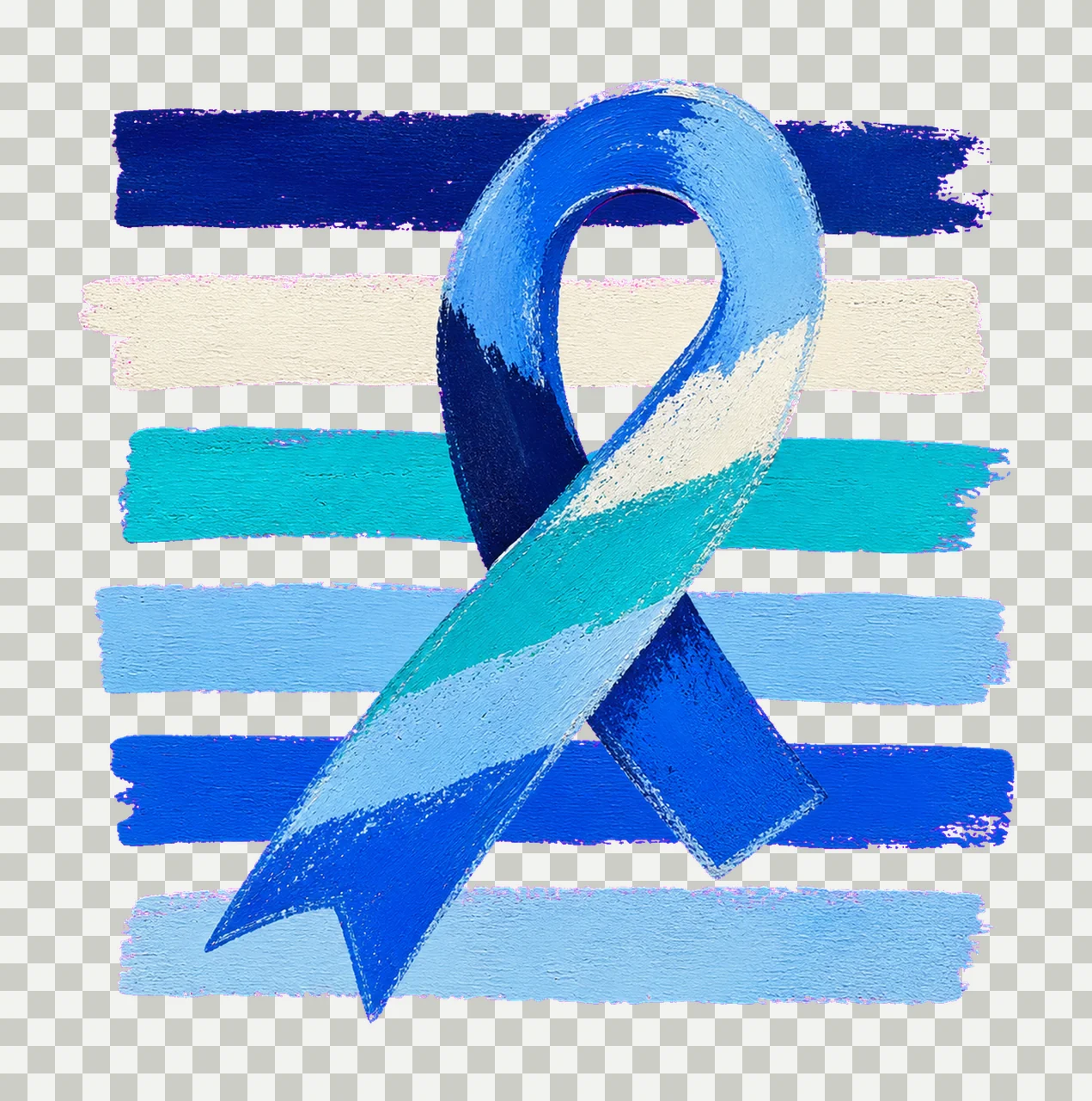 Blue Diabetes Awareness Ribbon Brush Stripes Variation C transparency and detail preview thumbnail