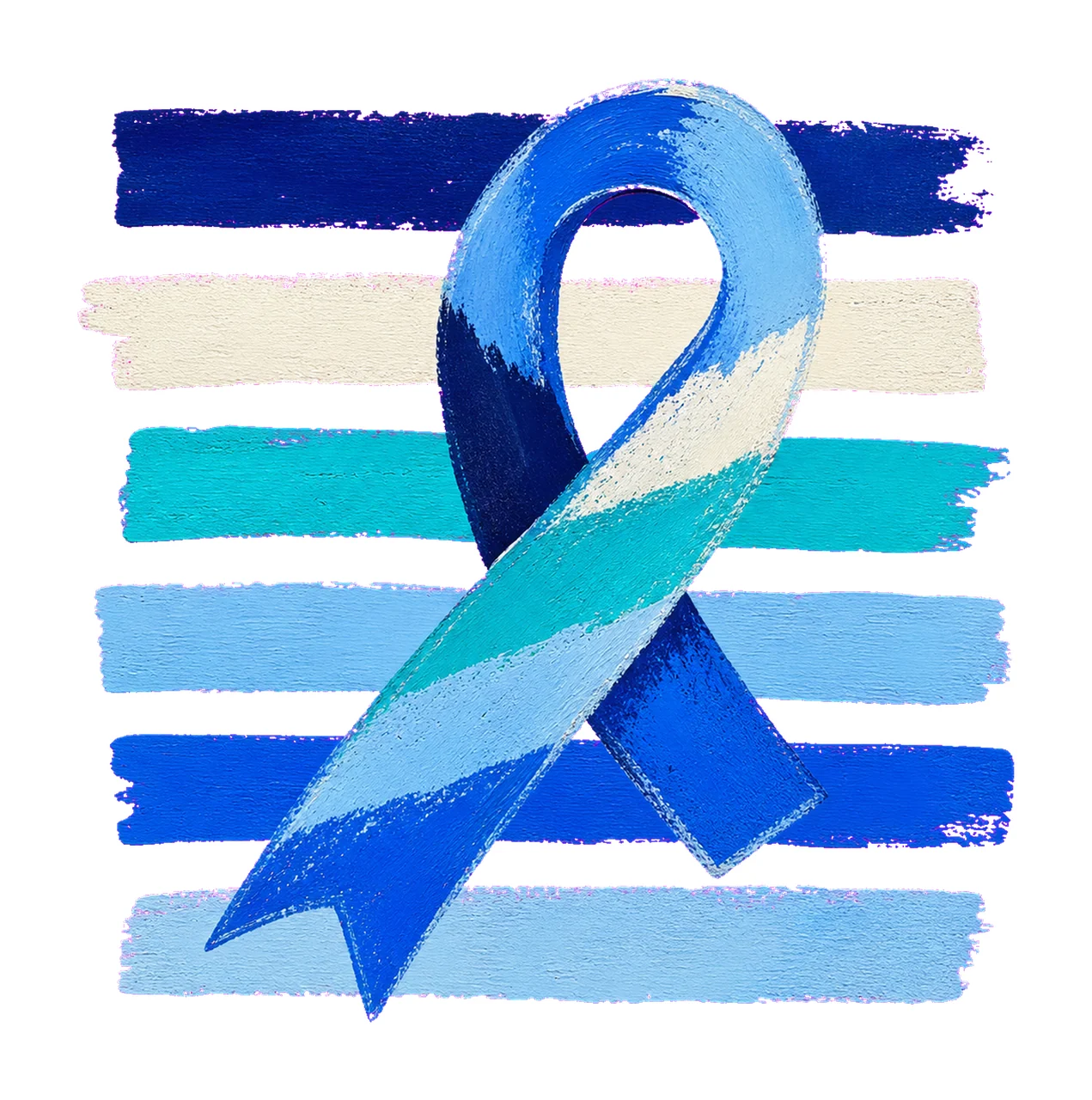 Blue Diabetes Awareness Ribbon Brush Stripes Variation C