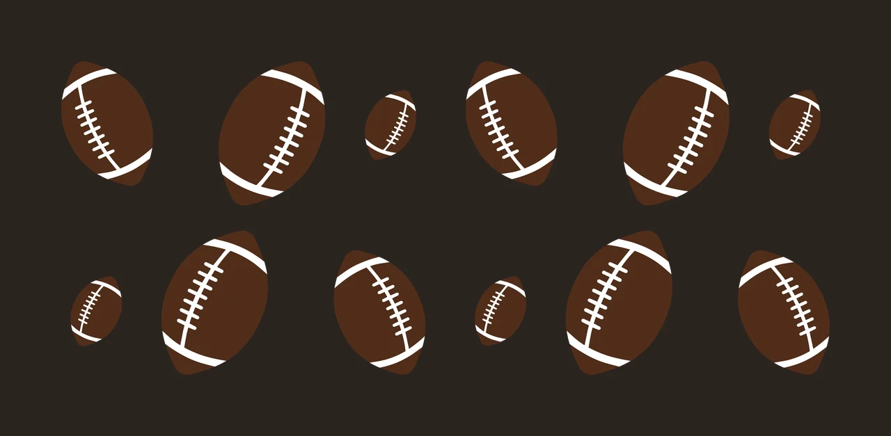 American footballs Illustration with brown footballs, white laces, white stripes and football contrast preview thumbnail
