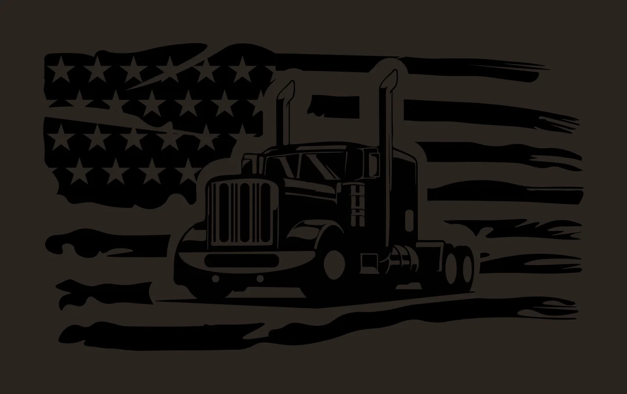 Semi Truck Flag Black Silhouette white vehicle transport grille contrast preview thumbnail