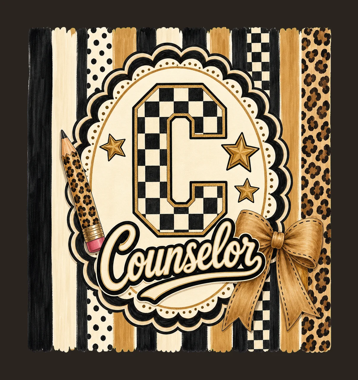 Preppy Teacher Monogram Cute Coquette School Variation F contrast preview thumbnail