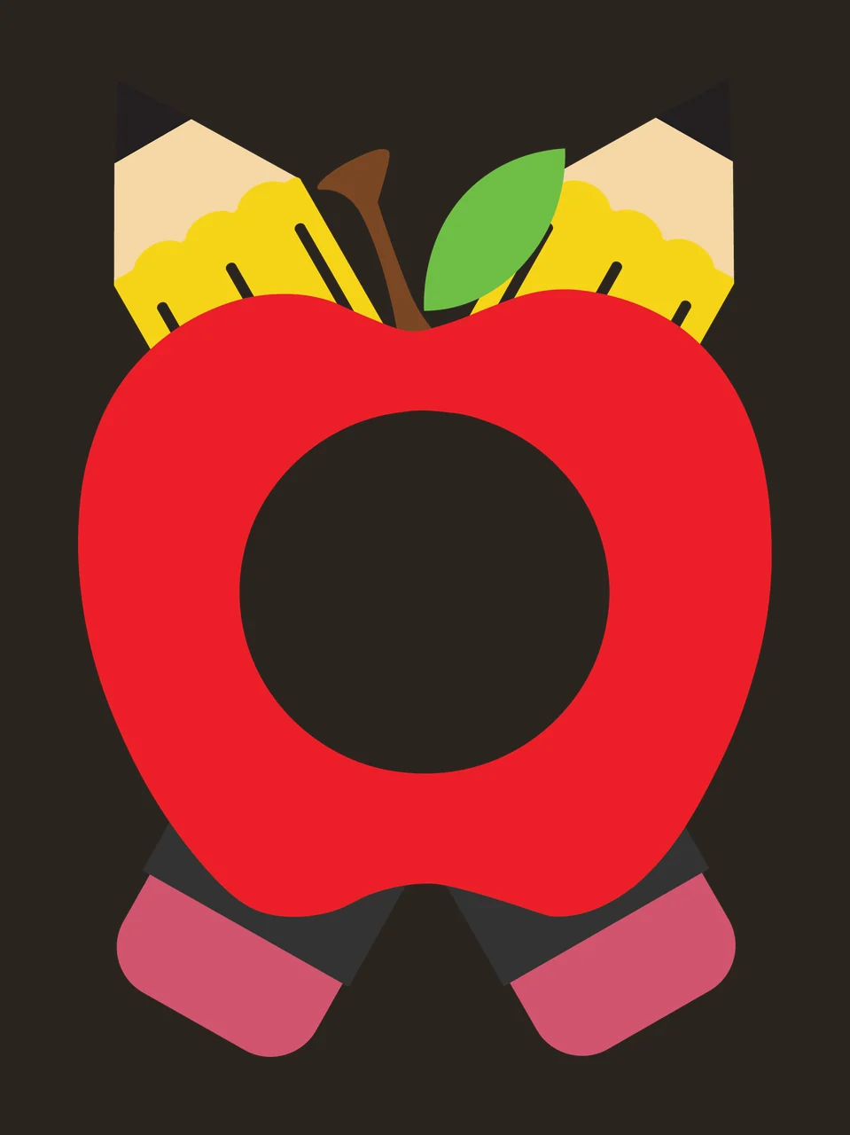 School Apple With Crossed Pencils Frame contrast preview thumbnail