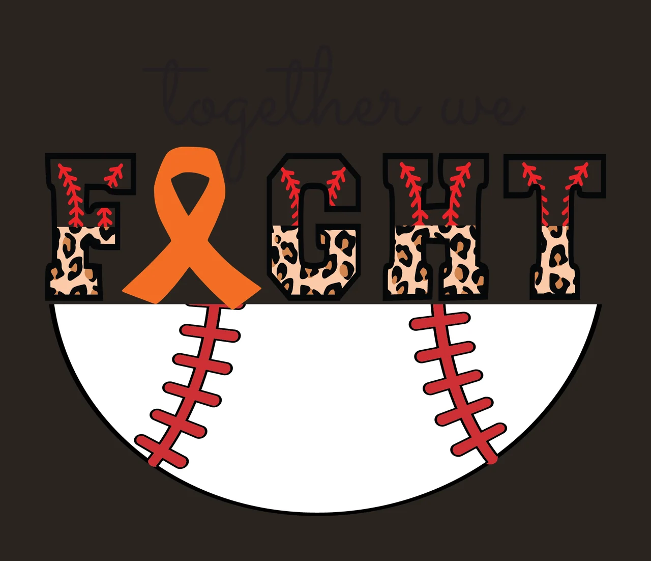 Awareness Together We Fight Text With Ribbon and semicircle contrast preview thumbnail