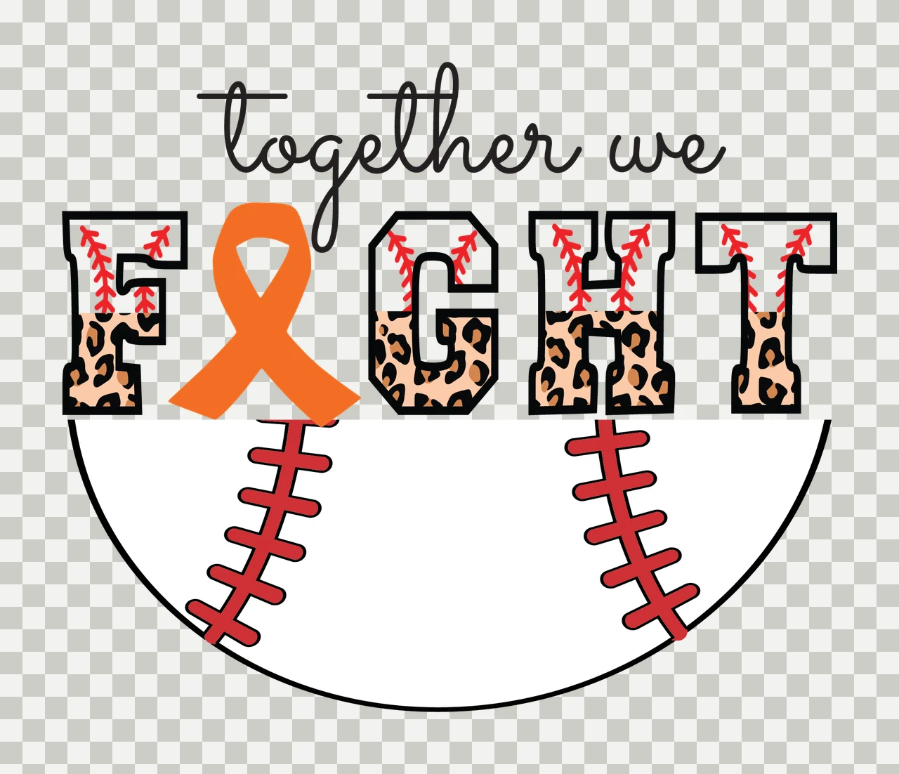 Awareness Together We Fight Text With Ribbon and semicircle transparency and detail preview thumbnail