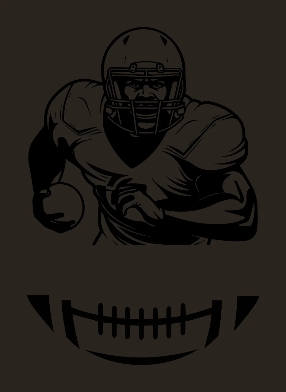 American Football Player And Ball running helmet silhouette contrast preview thumbnail