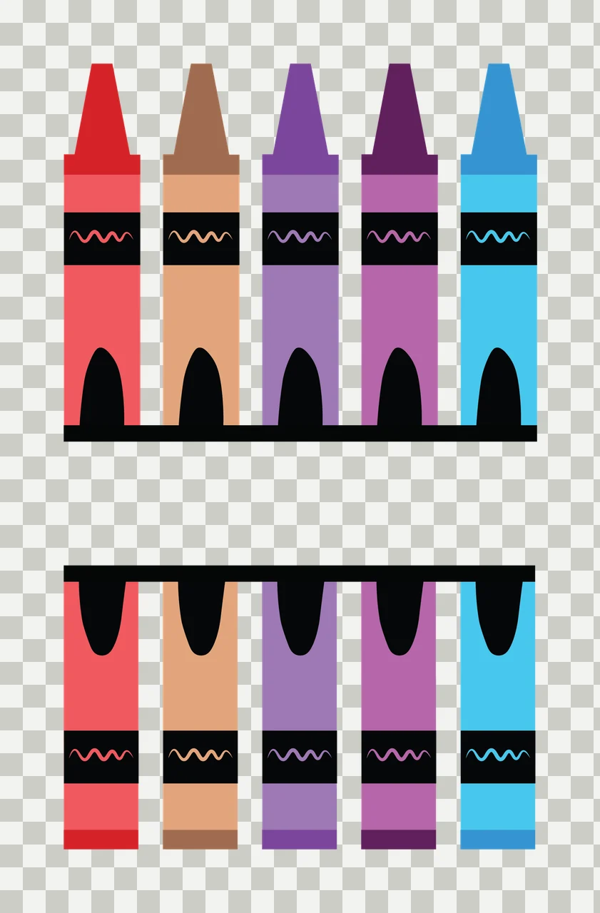 Crayons With Art Supplies And In Red five split bar zigzag transparency and detail preview thumbnail