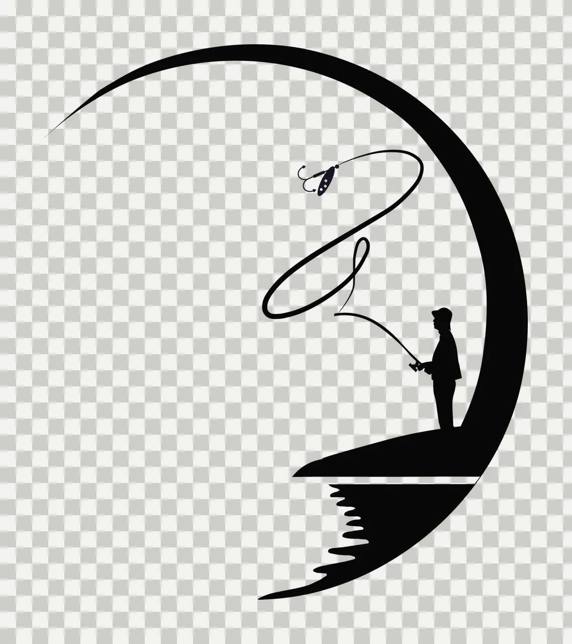 Can Glass Wrap Angler Silhouette By Crescent Moon transparency and detail preview thumbnail
