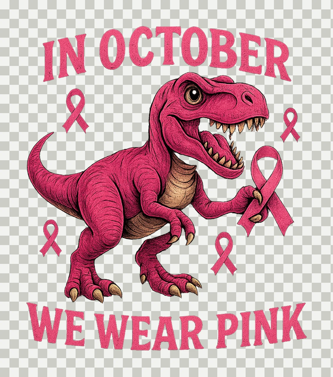 In October We Wear Pink Rex Breast Cancer Awareness Design transparency and detail preview thumbnail