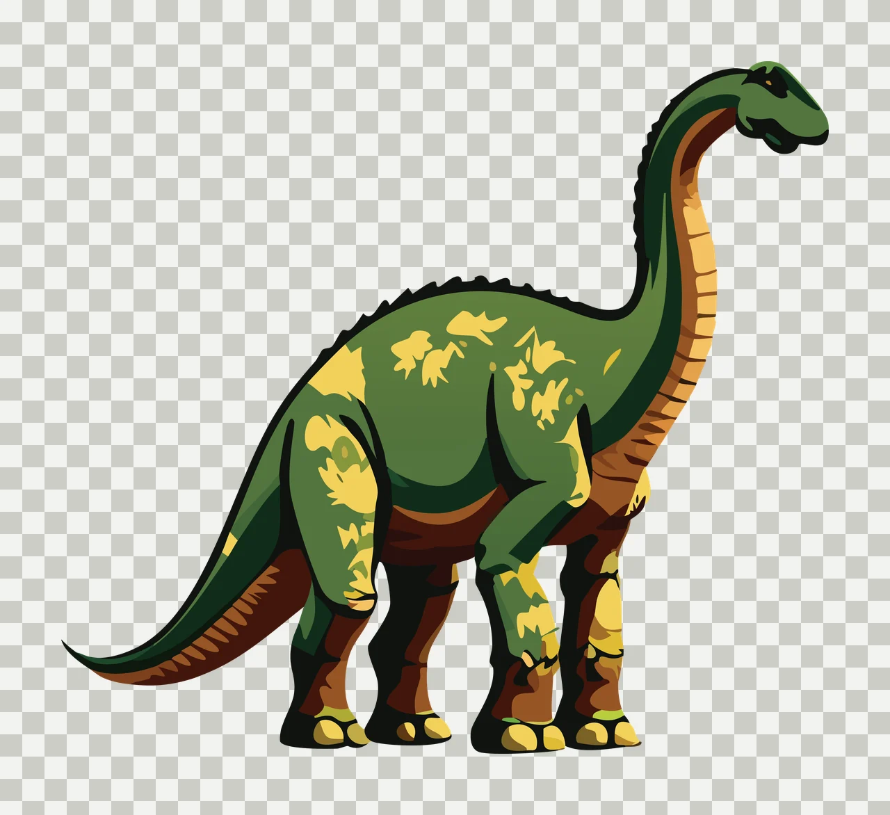 Dinosaur Black Silhouette Of A Long Necked standing white reptile transparency and detail preview thumbnail