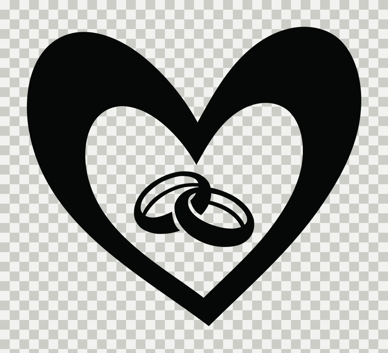 Wedding Rings Heart With And In Black transparency and detail preview thumbnail