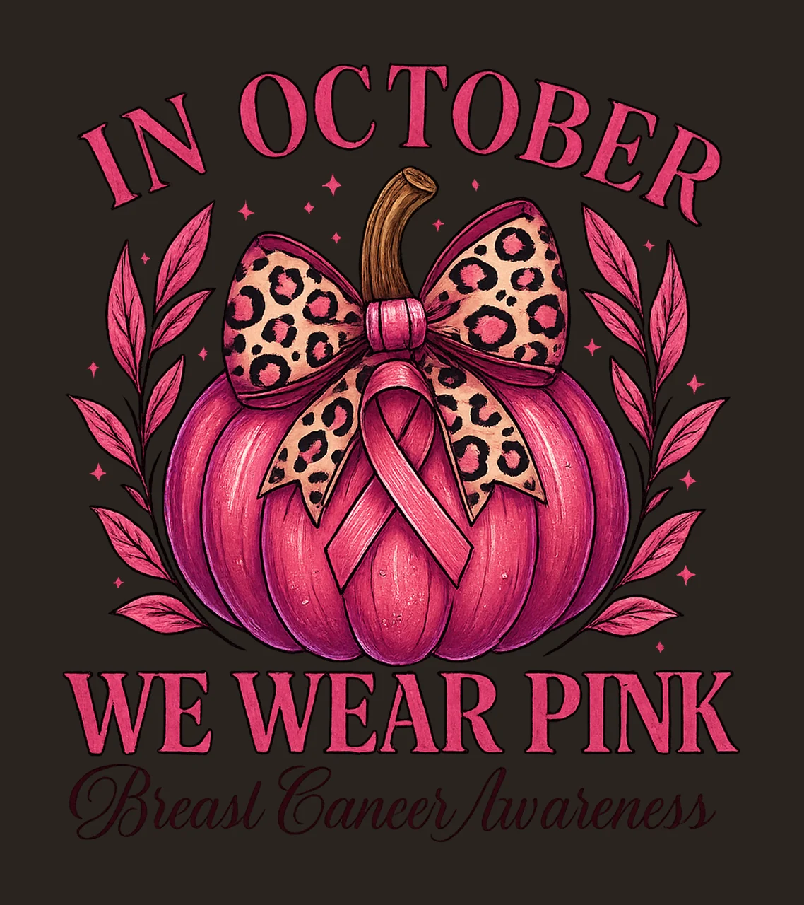 Breast Cancer Awareness Pumpkin In October We Wear Pink contrast preview thumbnail