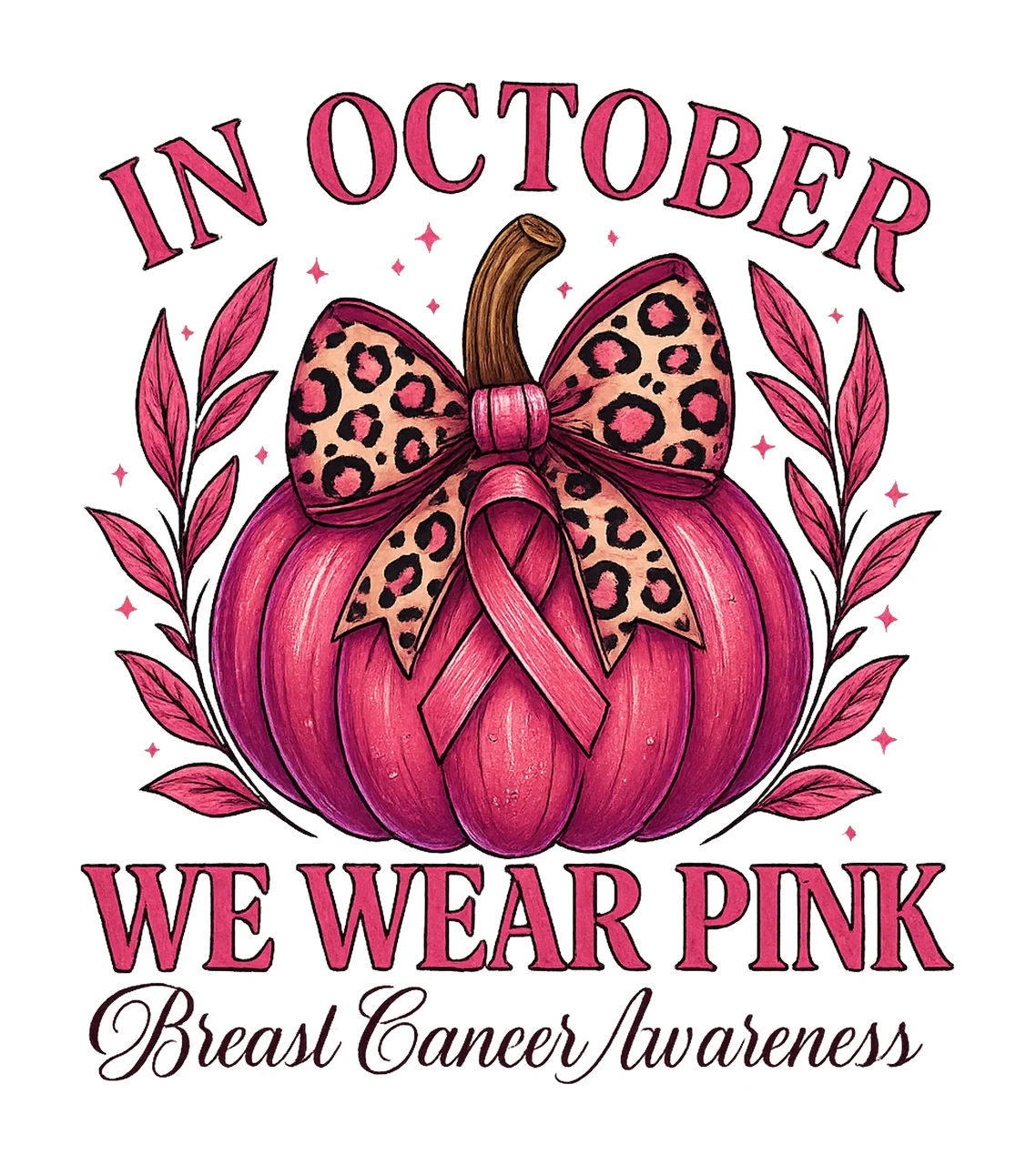 Breast Cancer Awareness Pumpkin In October We Wear Pink
