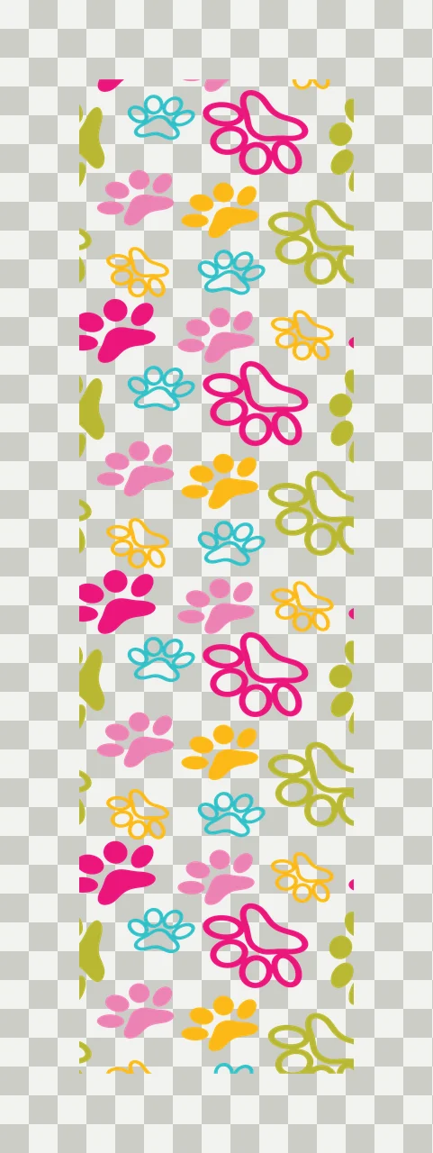 Paw Print Pattern Vertical Strip repeat outline line art black transparency and detail preview thumbnail