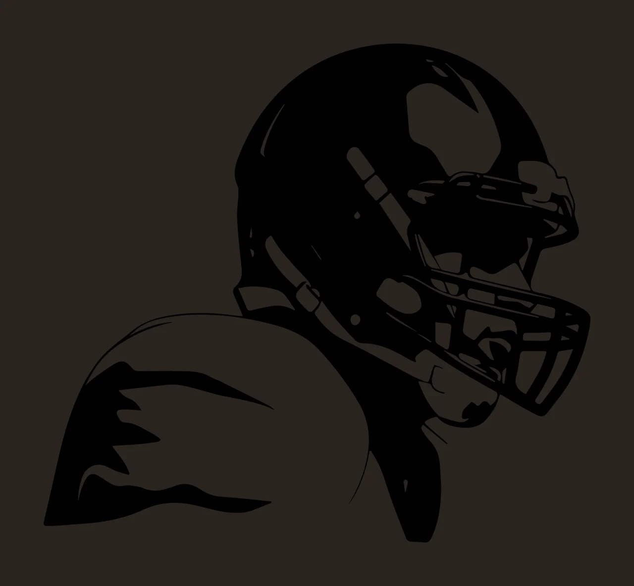Football Player American Profile Stencil standing helmet facemask contrast preview thumbnail