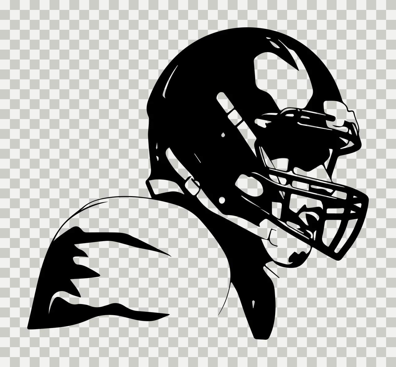 Football Player American Profile Stencil standing helmet facemask transparency and detail preview thumbnail