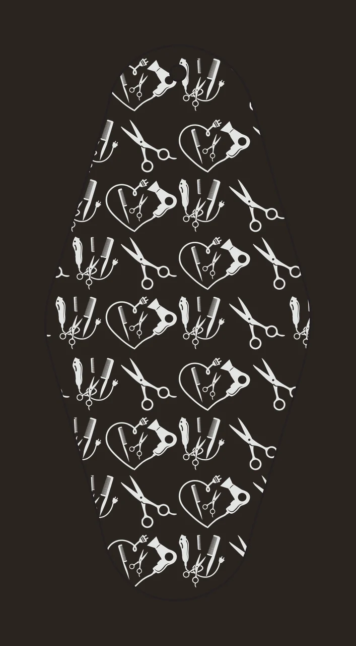 Classic Motel Keychain Hairdressing Tools Pattern Inside Heart shape contrast preview thumbnail
