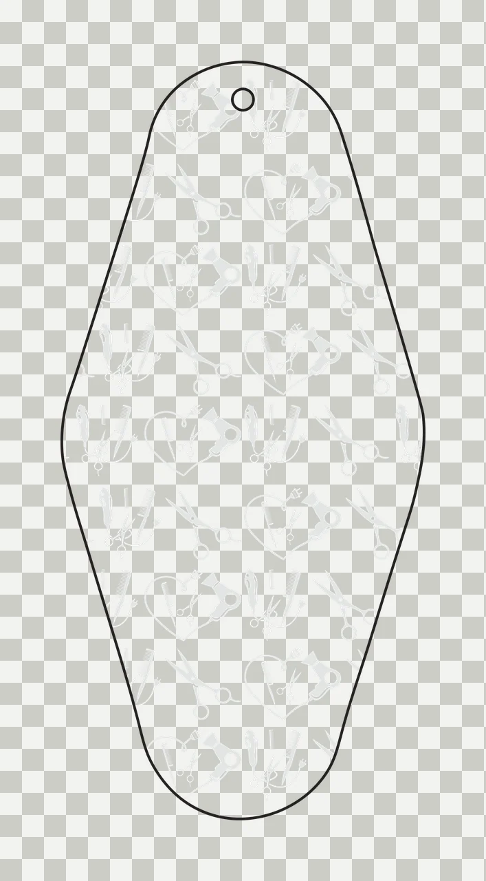 Classic Motel Keychain Hairdressing Tools Pattern Inside Heart shape transparency and detail preview thumbnail