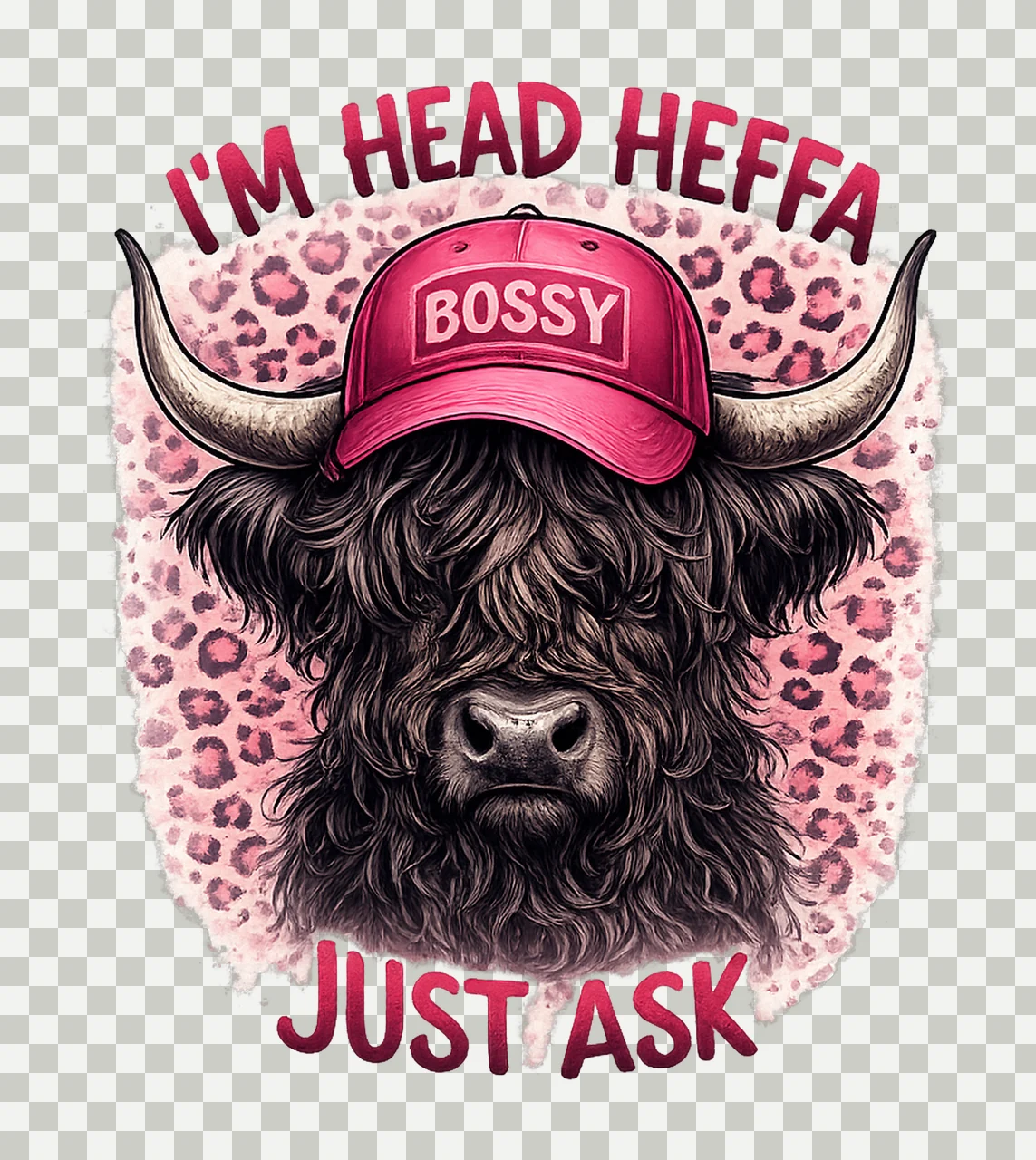 Highland Cow Bossy Girl Shirt Design Trendy Western Country transparency and detail preview thumbnail