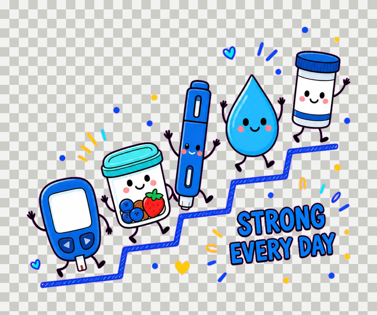 Diabetes Awareness Doodles Smiling Care Variation A transparency and detail preview thumbnail