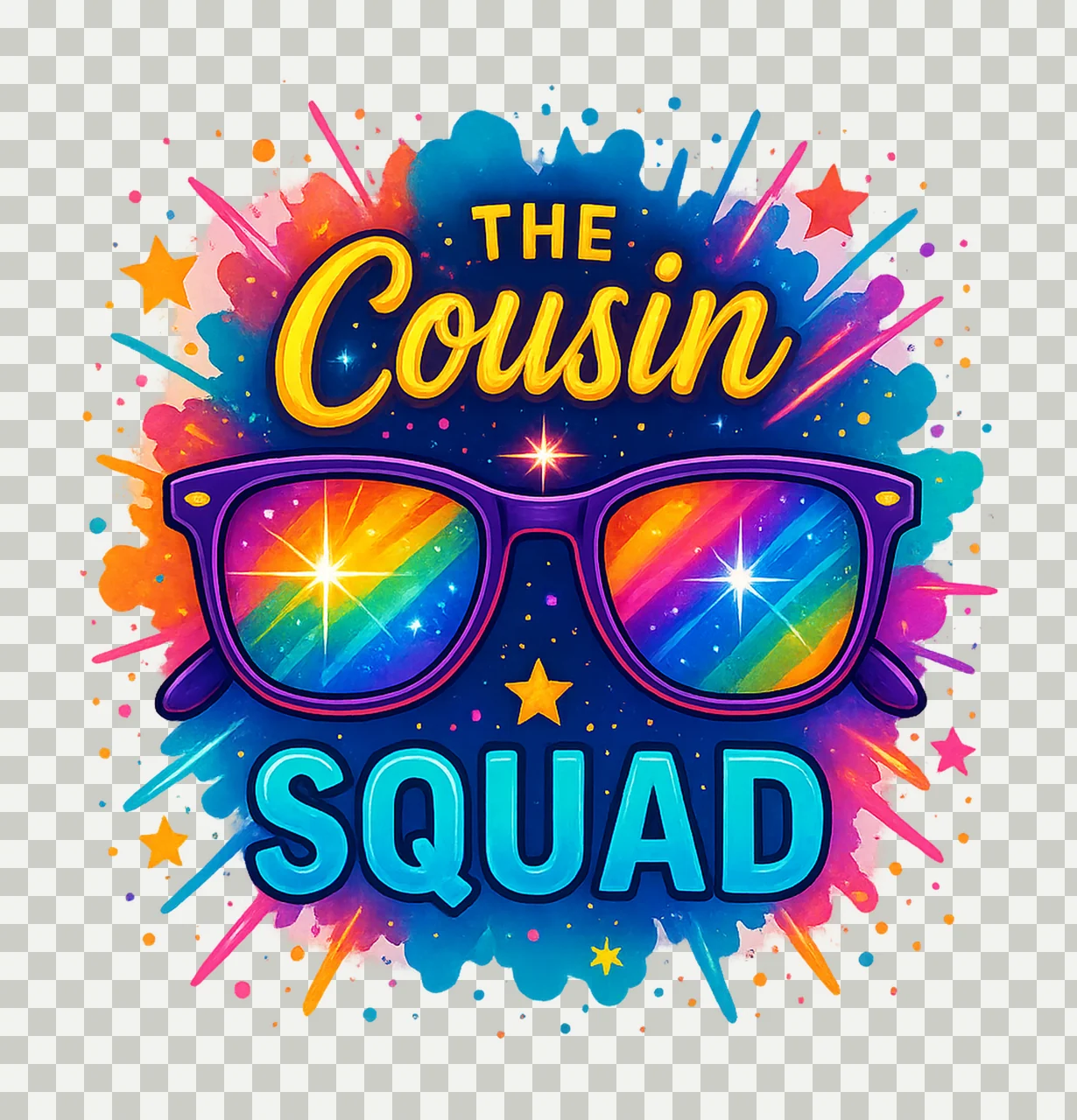 cousin crew colorful squad cousin family vacation design transparency and detail preview thumbnail