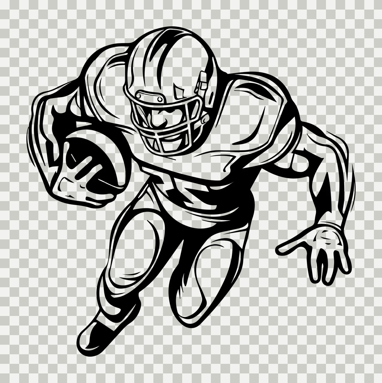 Black And White Running Athlete Illustration helmet ball sport transparency and detail preview thumbnail