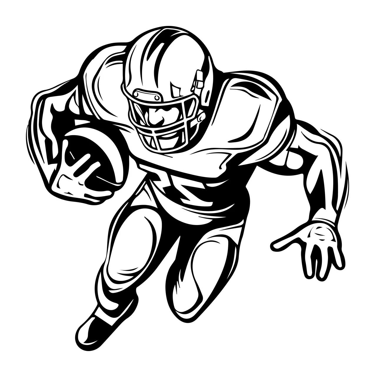 Black And White Running Athlete Illustration helmet ball sport