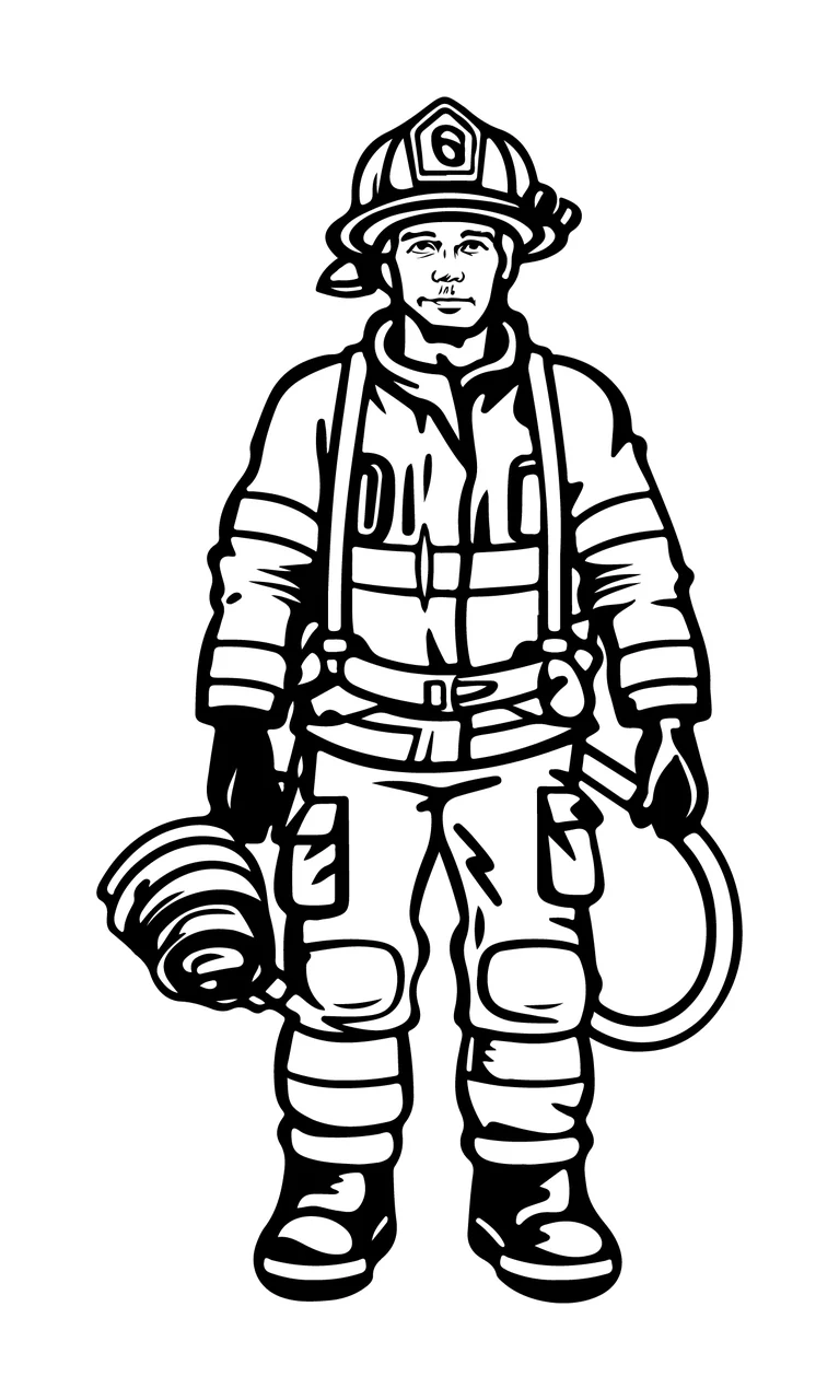 Firefighter Standing In Full Protective Gear helmet clothing