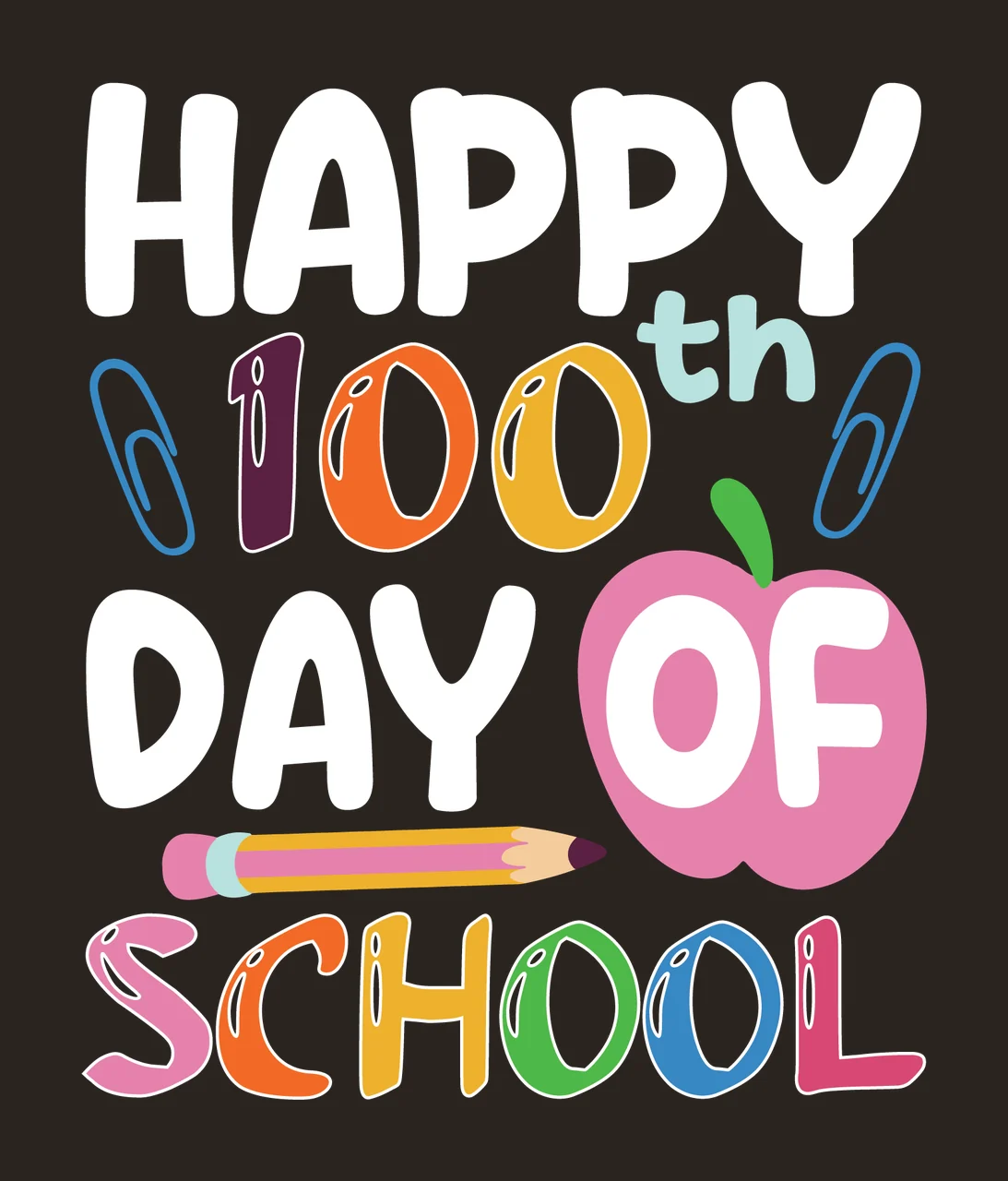 School Typography Artwork apple pencil paperclips black white contrast preview thumbnail