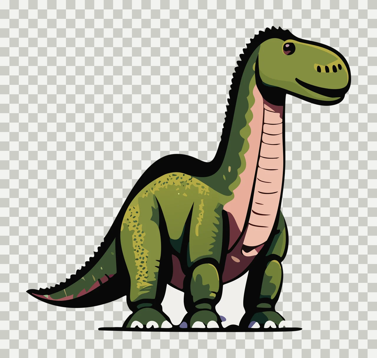 Dinosaur Long Necked Silhouette Shape standing neck tail body transparency and detail preview thumbnail