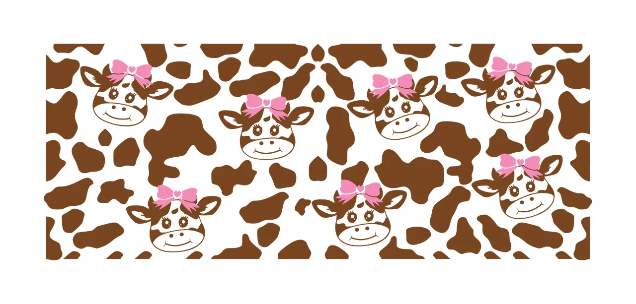 Cow Can Glass Wrap Face Pattern With Spots cows heads cartoon