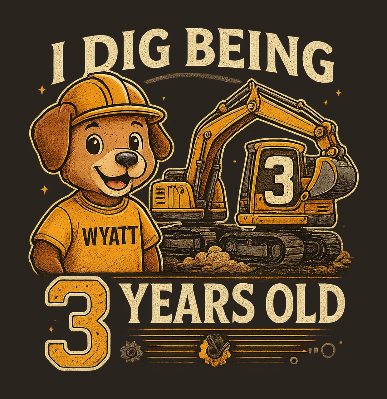 Dirty 3rd Birthday Excavator Truck Construction Party Design contrast preview thumbnail