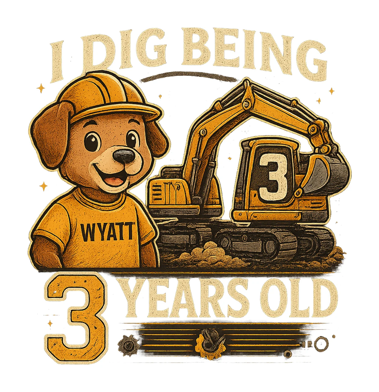 Dirty 3rd Birthday Excavator Truck Construction Party Design