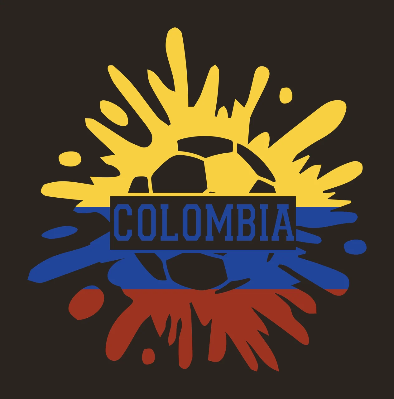 Colombia Text On Soccer Ball Splash with paint black white contrast preview thumbnail