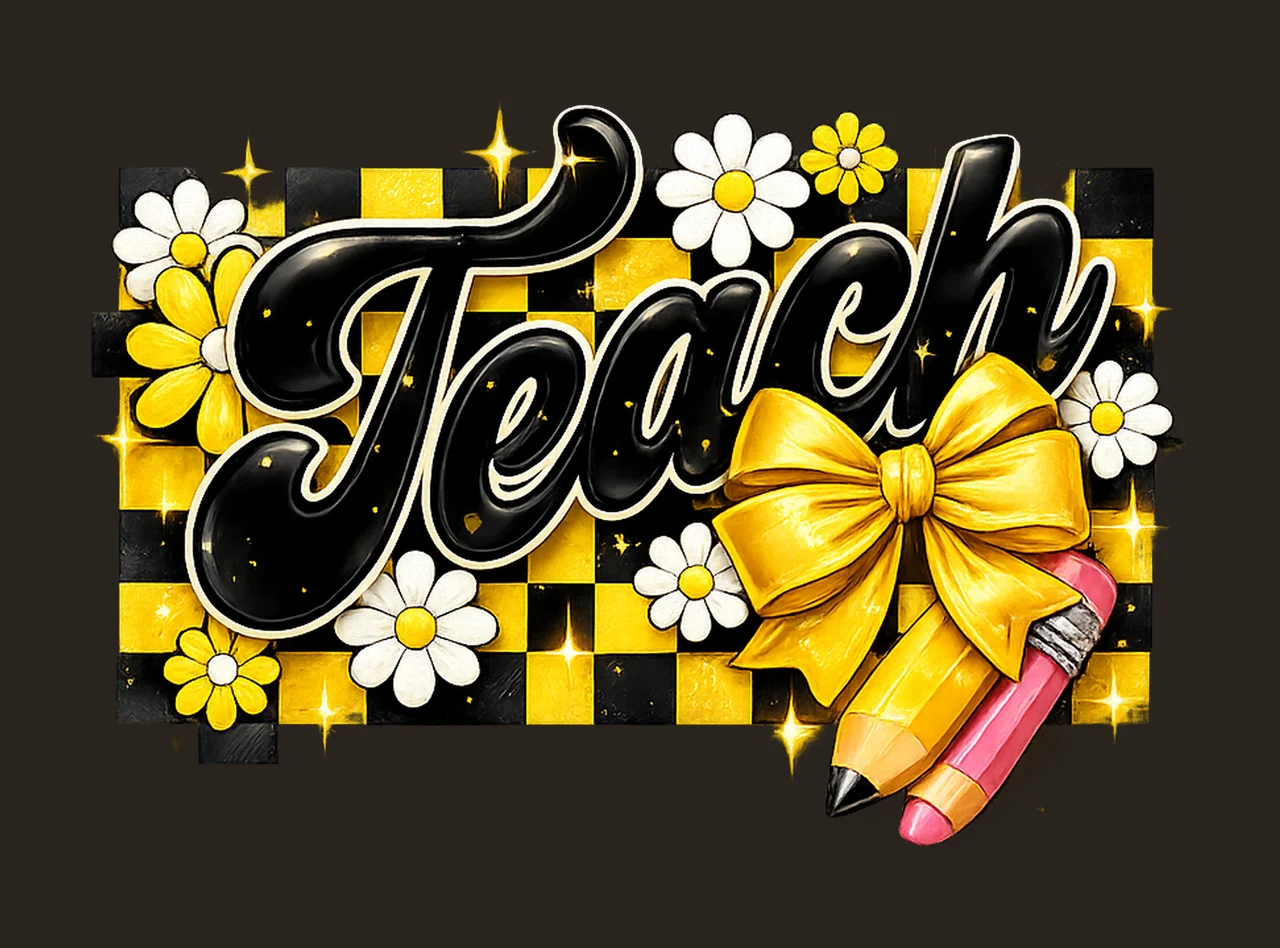 Teacher Checkered Coquette Bow Design Teacher Floral Groovy contrast preview thumbnail