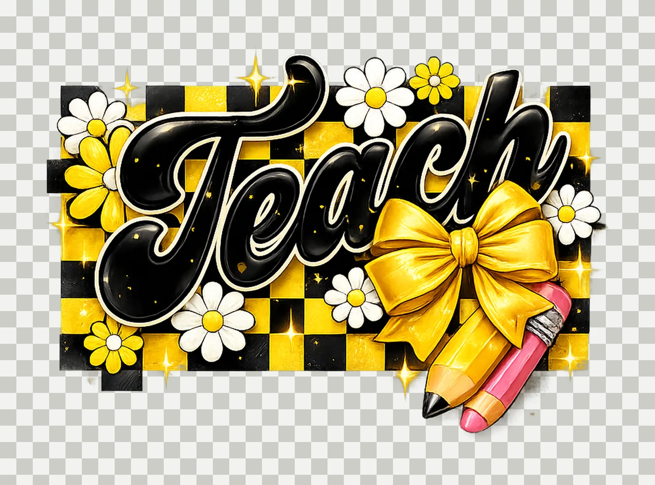 Teacher Checkered Coquette Bow Design Teacher Floral Groovy transparency and detail preview thumbnail