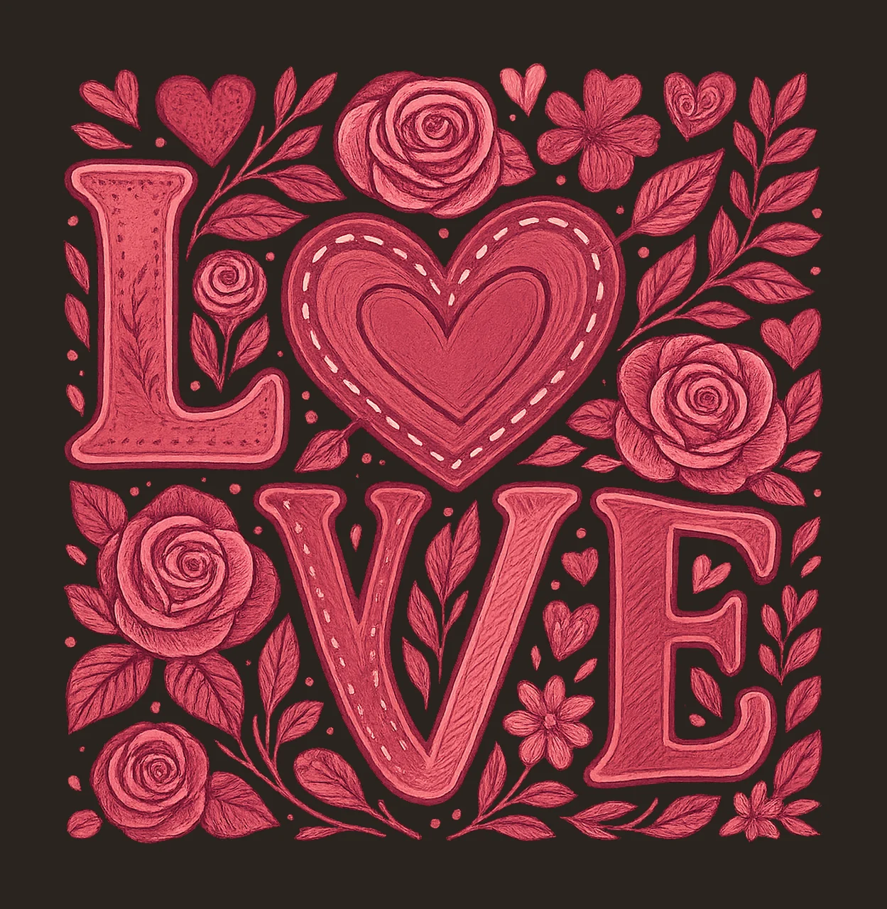 Valentines love floral retro valentine design boho xoxo contrast preview thumbnail
