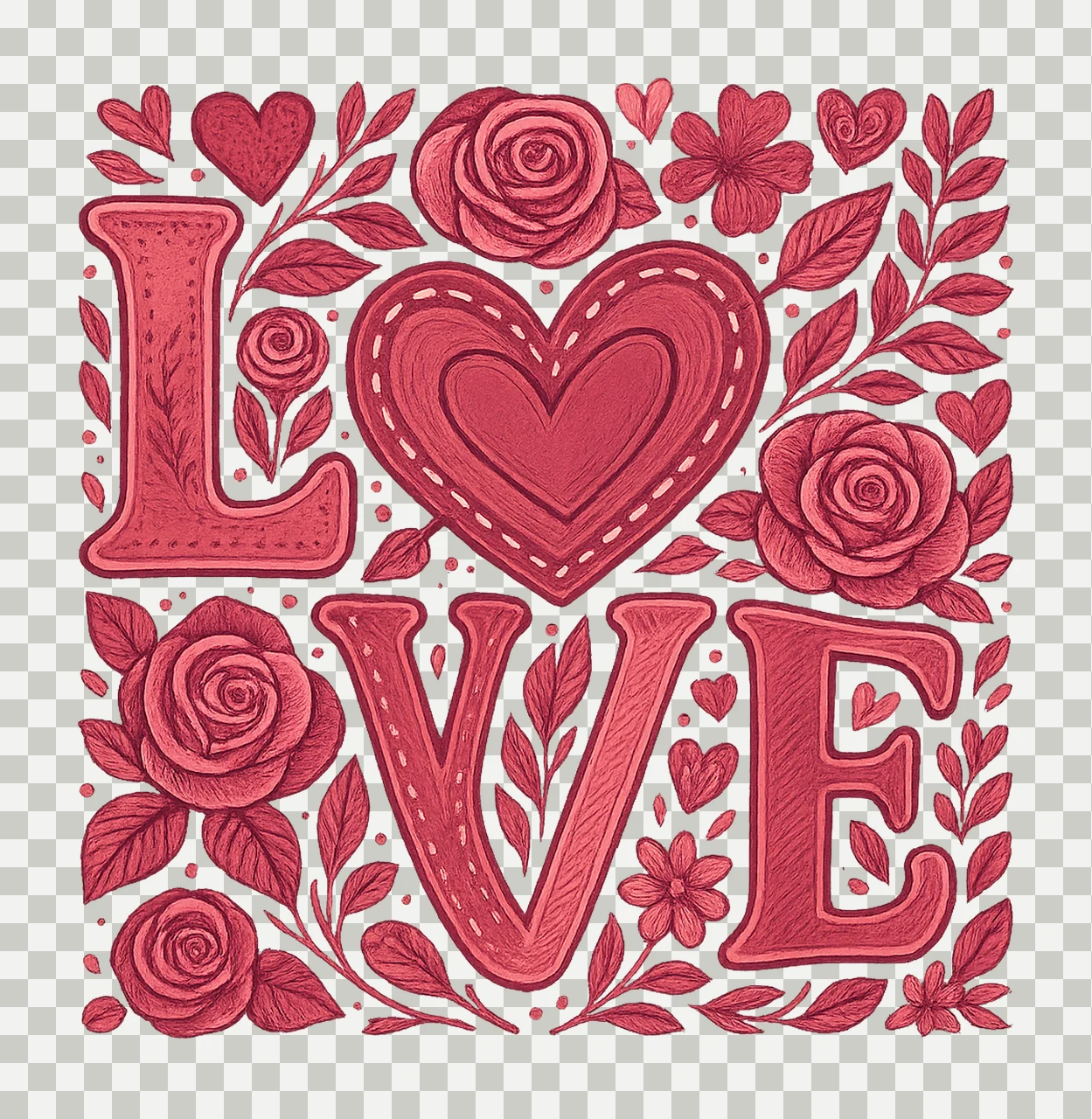 Valentines love floral retro valentine design boho xoxo transparency and detail preview thumbnail