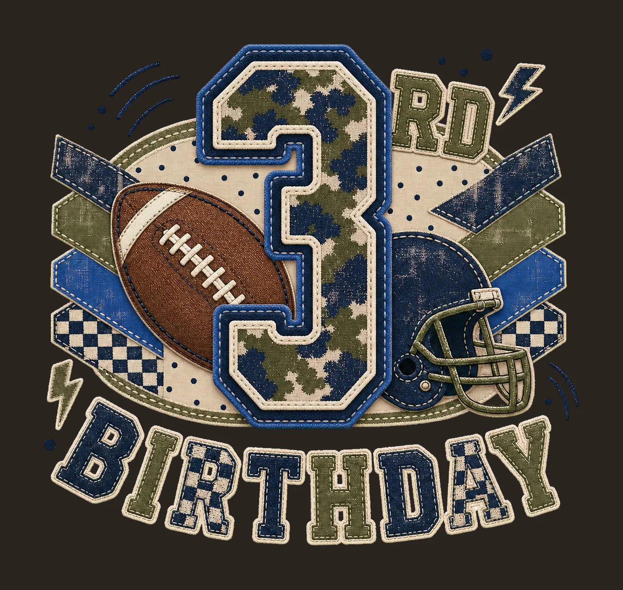 Star Camo Football Birthday age 03 contrast preview thumbnail