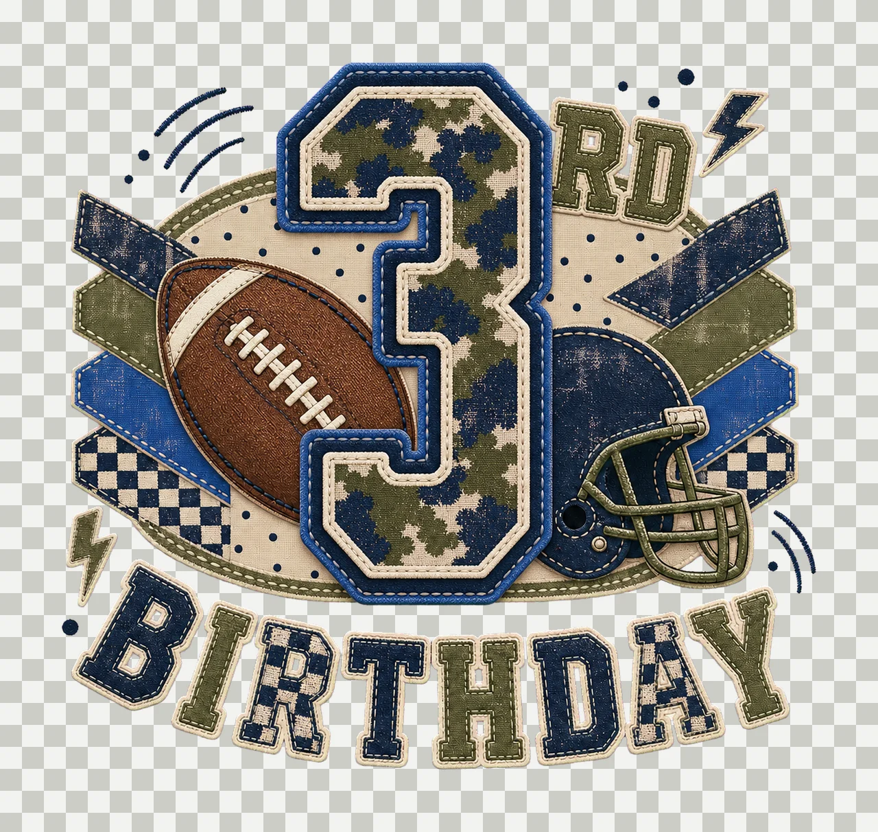 Star Camo Football Birthday age 03 transparency and detail preview thumbnail
